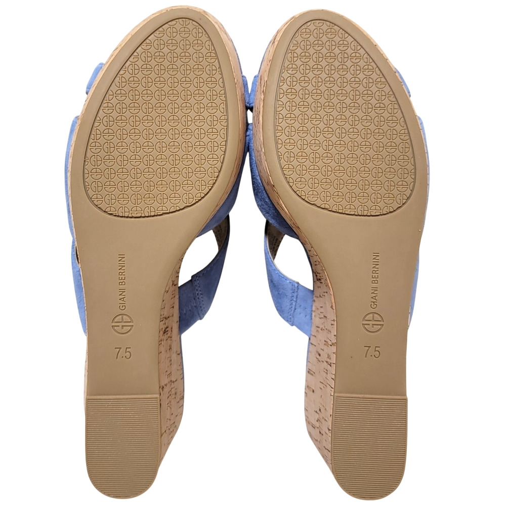 Giani Bernini Women Juliaa Cork Wedge Slide Sandals Size US 7.5M Blue Azur Suede - Picture 4 of 5